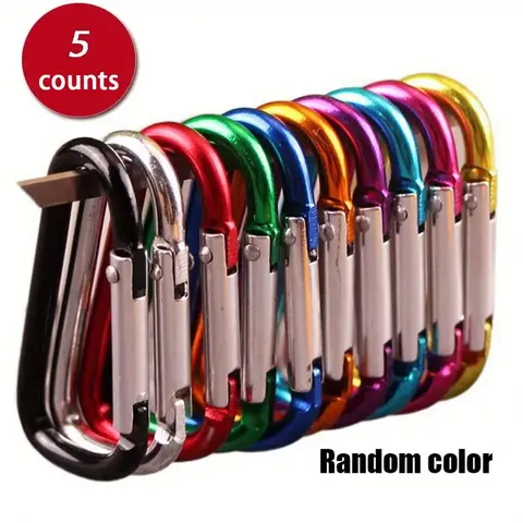 Random Color Carabiner Clip Keychain, 5 Counts/set Durable Keychain Buckle, Bag Hanging Keychain for Outdoor Camping, Hiking & Climbing