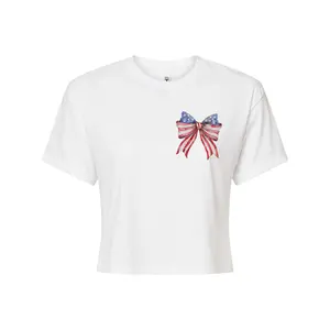 Coquette USA Bow Crop Top Women, American Flag Crop Top Plus Size, 4th Of July Crop Top Graphic Tee, Red White And Blue Look, Perfect Gift For Her Womens Graphic Print Tees