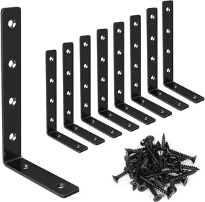 Luckin 8 Pack Shelf Bracket, 5" X 3" L Brackets for Shelves, Heavy Duty Stainless Steel Angle Bracket Corner Brace, with Enough Screws & Anchors LuckIn