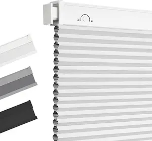 Allesin Zen No Drill Blinds for Windows Blackout Cordless Cellular Shades Honeycomb Blinds Pull Down, Free Stop Easy Install for Home and Office, Blackout, White, 27" W x 64" H