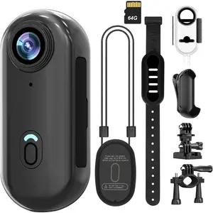 4K WIFI POV Camera 64GB, Thumb Size Mini Bodycam,  Magenetic Wearable Hand-free Portable  Action Cameras, Snapcam Mount Anywhere for Cycling, Skiing, Swimming, Walking,Black