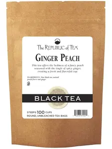 The Republic of Tea Ginger Peach Black Tea, Refill Pack of 100 Tea Bags