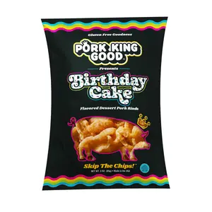 Pork King Good Birthday Cake Pork Rinds - 3 oz (10 pack) - Gluten Free, Low Sugar, Low Carb Dessert Snack Sweet