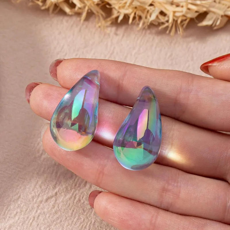 Minimalist Temperament Water Drop Shaped Acrylic Hoop Earrings, Ear Hoops, Fashionable Jewelry for Women, Stylish Jewelry, Daily Clothing Decor, Trendy All-match & Exquisite Jewelry for Birthday Gift, Dainty Fashion Jewelry, Trendy Fashionable Accessories