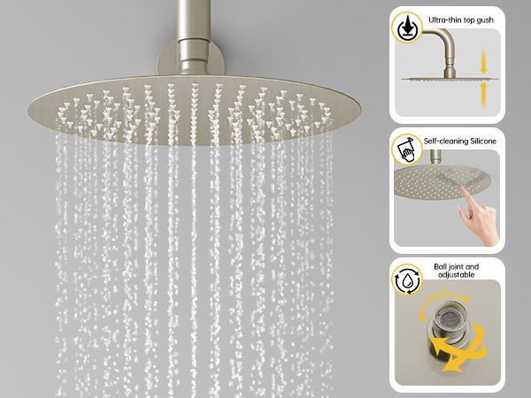 BESy Shower System with 10 Inch Round Rain Shower Head and Handheld Wall Mounted, High Pressure Rainfall Shower Faucet Fixture Combo Set with 2 in 1 Handheld Showerhead for Bathroom, Matte Black wall mount rain shower