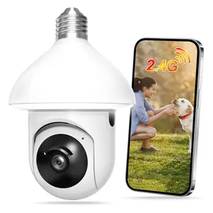 Light Bulb Security Camera 1080P HD, 2-in-1 Wireless WiFi Light Socket Camera with 360° Pan Tilt, Full Color Night Vision, Motion Detection Alerts, Two-Way Audio, Outdoor Home Security Camera for Porch Garage Yard, 24H Free Cloud Storage