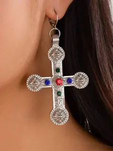 1 pair of stylish gothic cross pendant drop earrings aesthetically exaggerated earrings luxurious and retro vintage earrings for women Witchy Jewelry