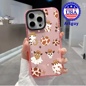 Phone Case for iPhone 16 Plus 15 Pro Max 14 13 12 11 Cowboy Ghosts Pattern Non-Yellowing Shockproof Soft Silicone Transparent Cover