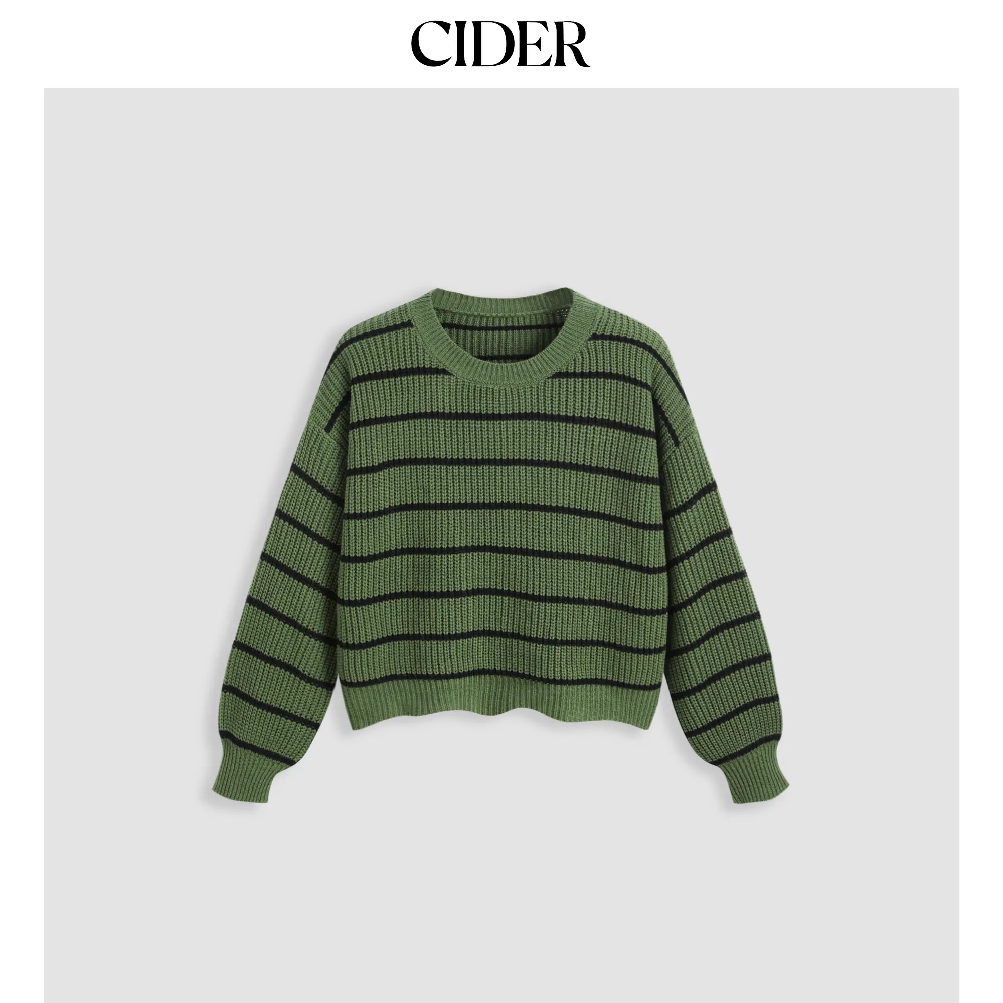Cider [8 colors, size 0-26] Striped Knit Round Neckline Long Sleeve Top Curve & Plus