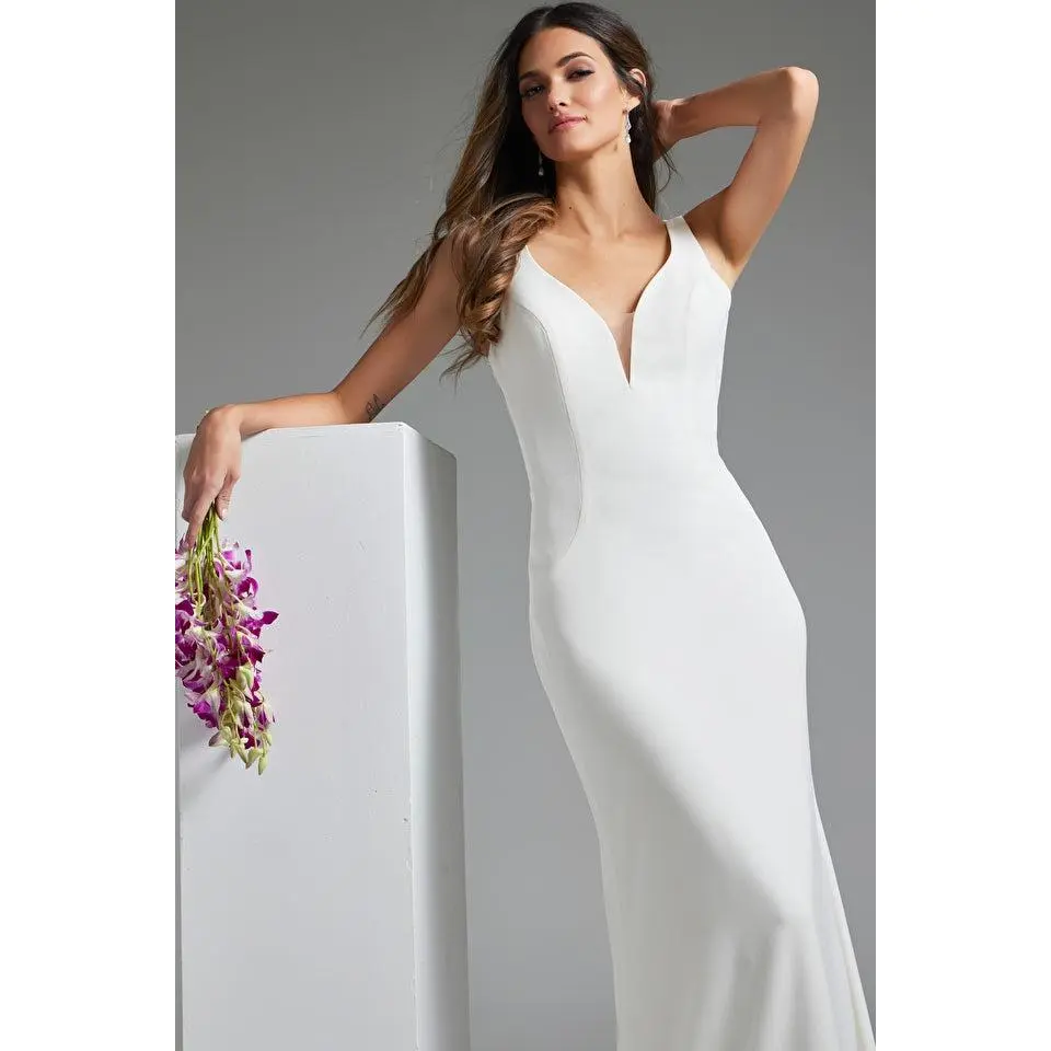 Jovani -JB42222 Sheer Lace Back Wedding Dress