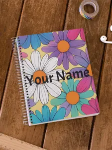Personalized Floral Daisy Spiral Notebook - Ruled Line, Customized Flower Journal, Botanical Notepad, Gift for Student or Writer, College