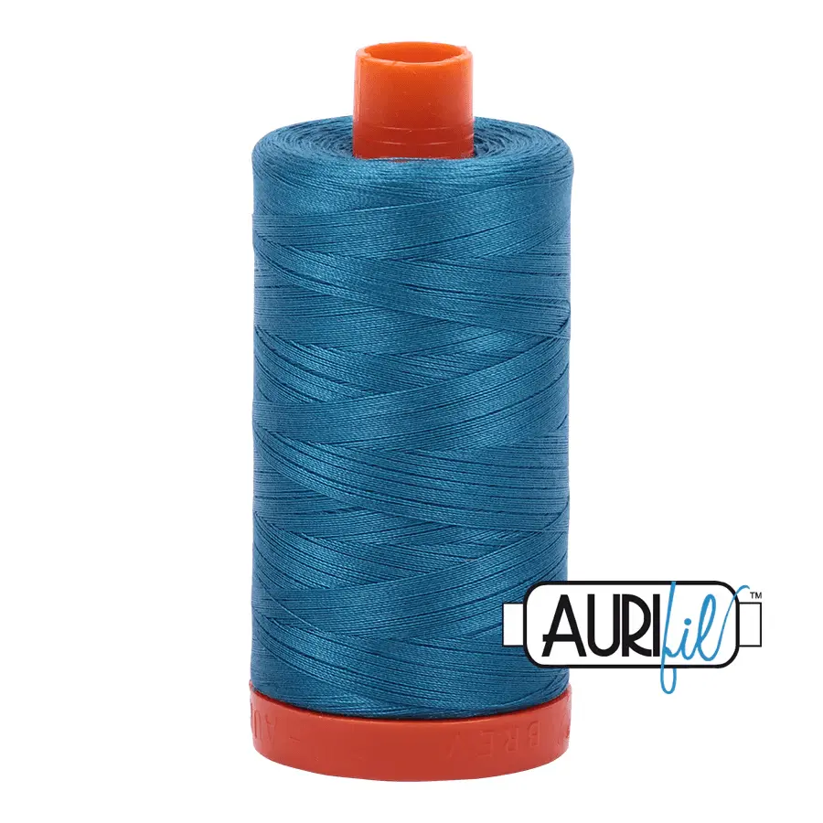 Aurifil 50wt Cotton Thread - A1050-1125, Medium Teal, 1422yd Large Spool - Ideal for Piecing, Machine Quilting, Polished Finishing Touches with Excellent Stitch Quality