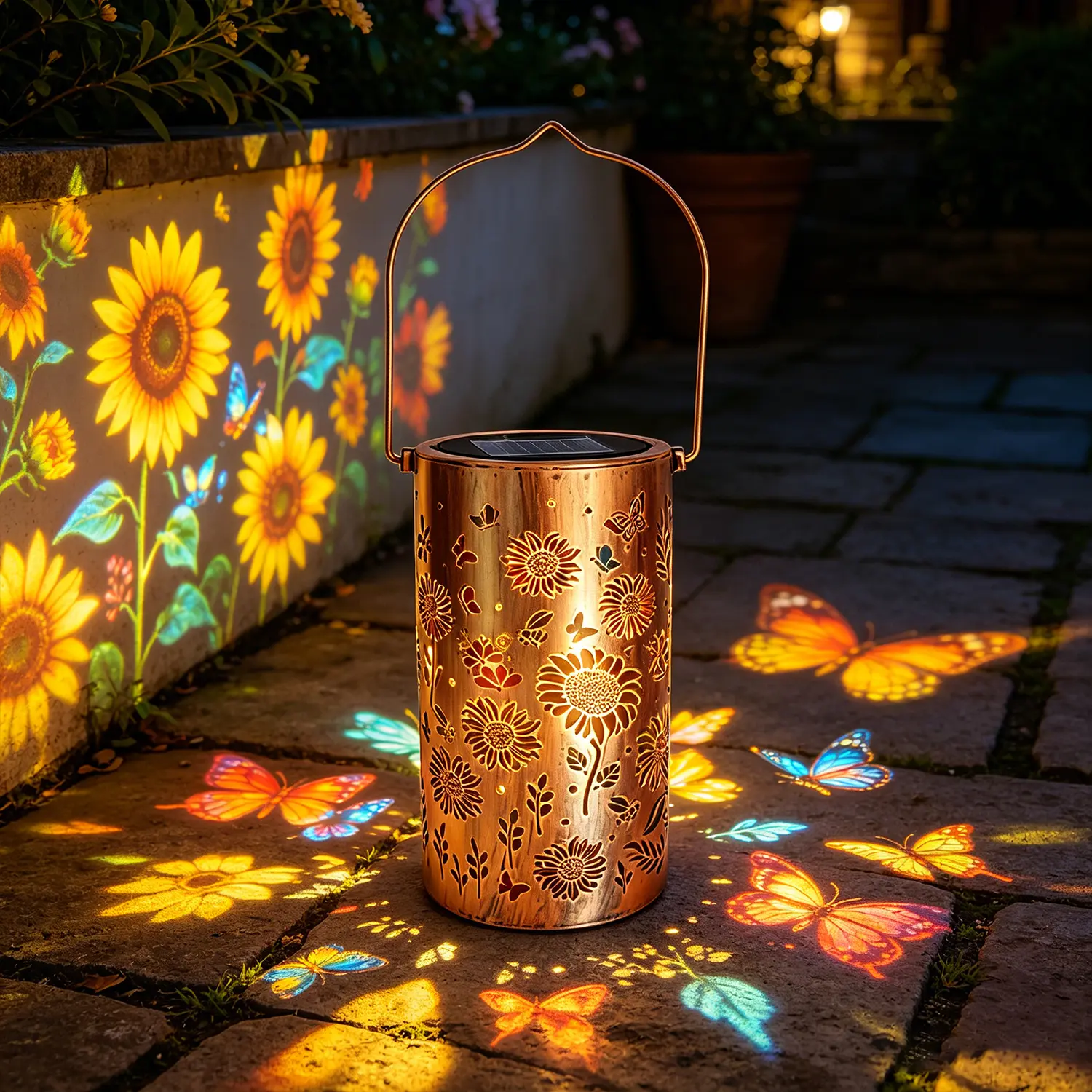 Metal Sunflower Solar Hanging Lanterns, IP Waterproof Outdoor Decor Lights for Yard Patio Porch Garden Balcony, Unique Sunflower Gift for Mom Grandma Women
