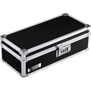Locking  Storage Box with Combination Lock, 3.75" x 11.88" x 5.25", Black (VZ03480)