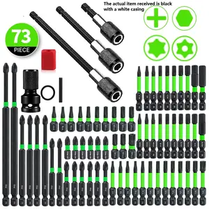 K7 73pc Impact Cross & Star Drill Bits Set, Power Tools, Tool Accessories, Long Screwdriver Bit Kit, 1/4 Inch Hex Shank, Anti-Tampering Star Bits, Cnc Machined Blades