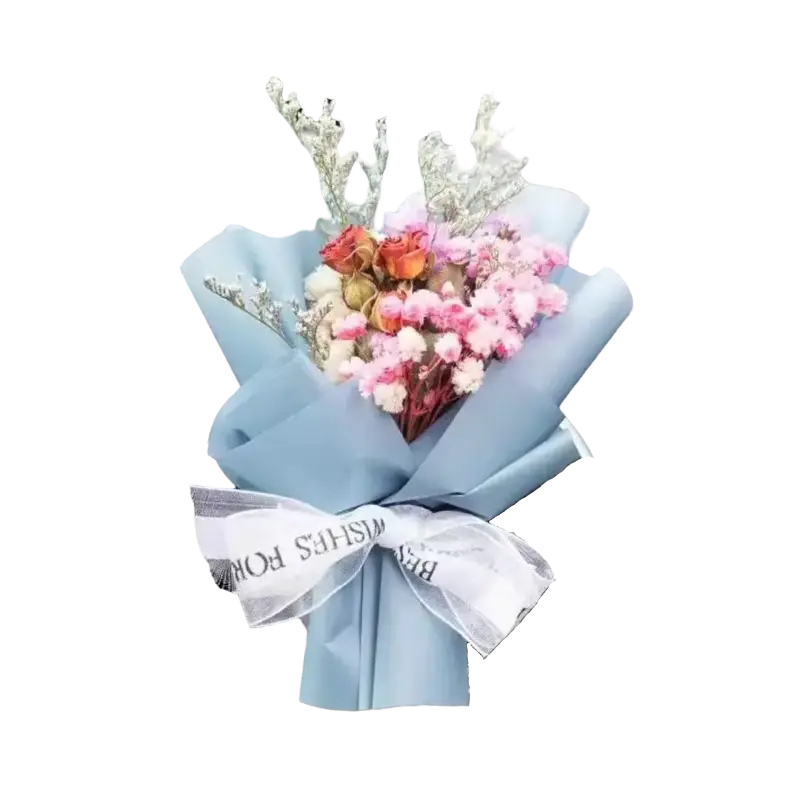 Ice Blue Mini Bouquet - Elegant Floral Arrangement with Ice Blue Color, Ideal for Gifts and Decorative Use decorative  bouquet