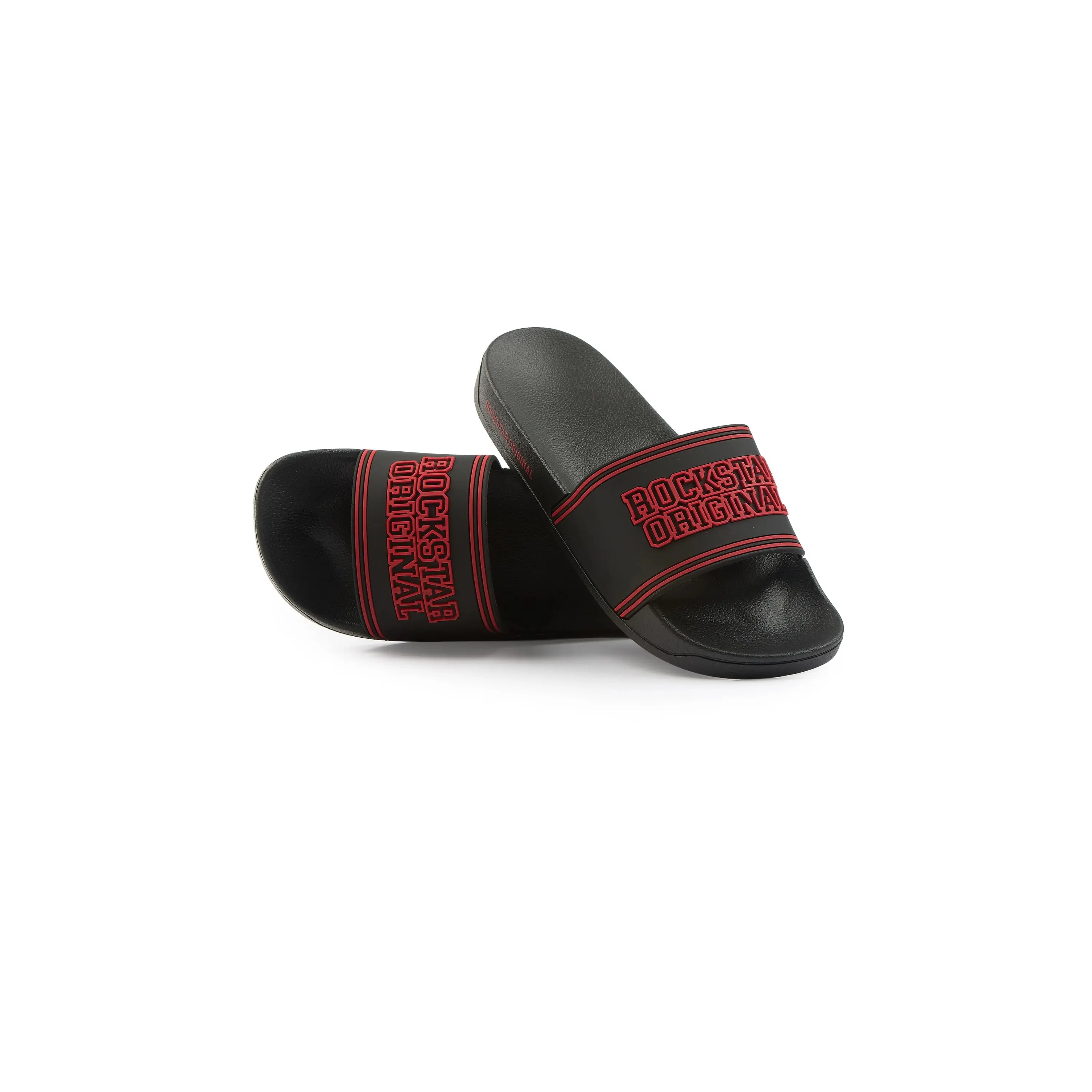 Boys Hooper Black/Red Slides Boys Hooper Black/Red Slides