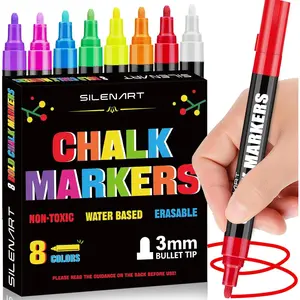 Liquid Chalk Markers - 8 Vibrant Colors - Chalkboard Markers for Blackboard Glass Window Car Dry Erase Board Acrylic Calendar Board Whiteboard- Wet Erase