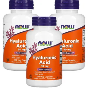 NOW Foods Now Foods, (3 Pack) Hyaluronic Acid, 50mg, 120 Veg Capsules