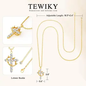 TEWIKY Crown Cross Necklace For Women/Men/Girls Daily Party Clothing Decor Trendy All-match & Exquisite Jewelry  For Valentine's Day Christmas Gift trending  jewellery