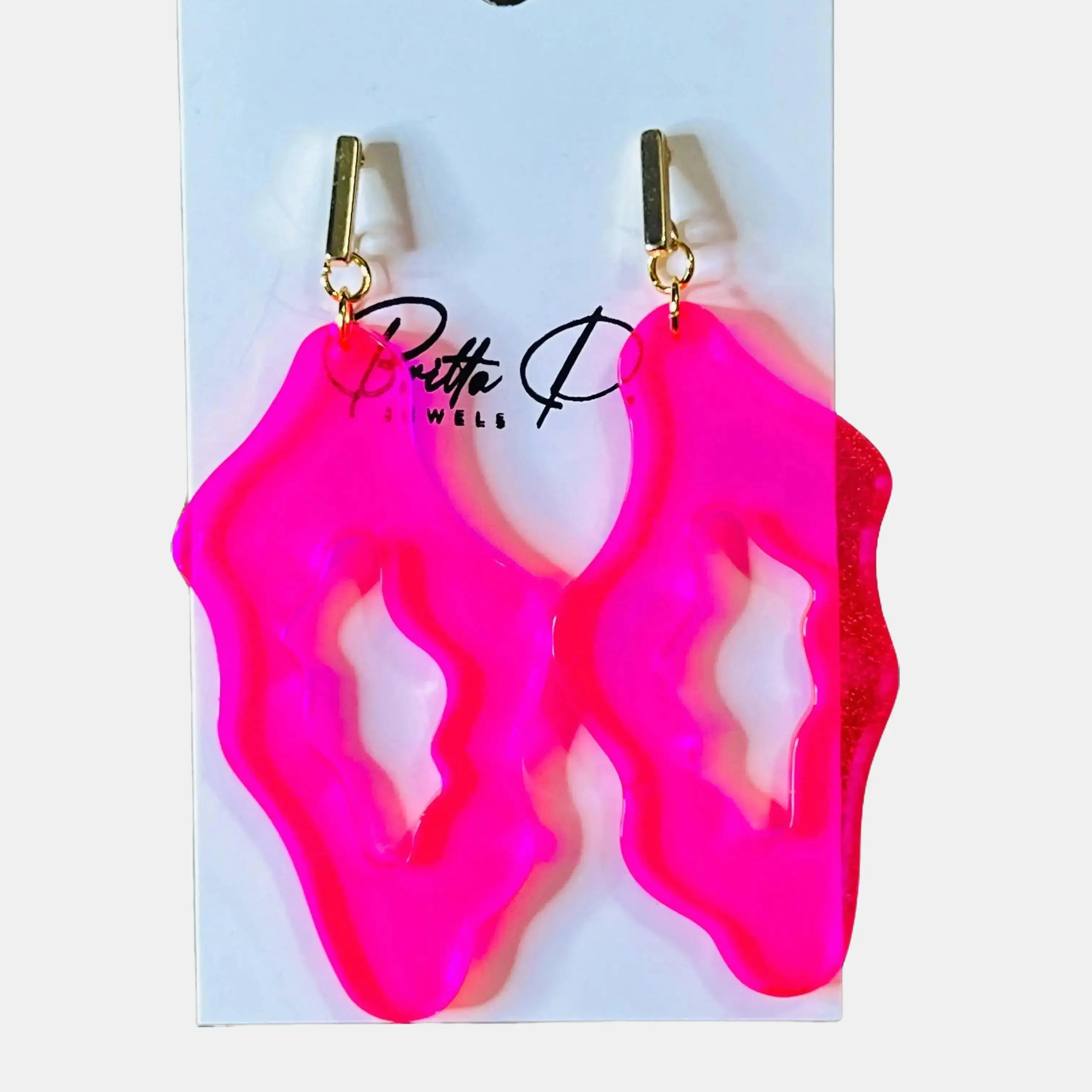 Hand crafted hot pink dangle earrings with 18k gold posts. These are extremely lightweight.