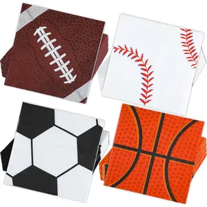120 count  Napkins  Party Decorations  Basketball Football Baseball Soccer Disposable Paper Napkins Table Decor for Boys Birthday Party Supplies