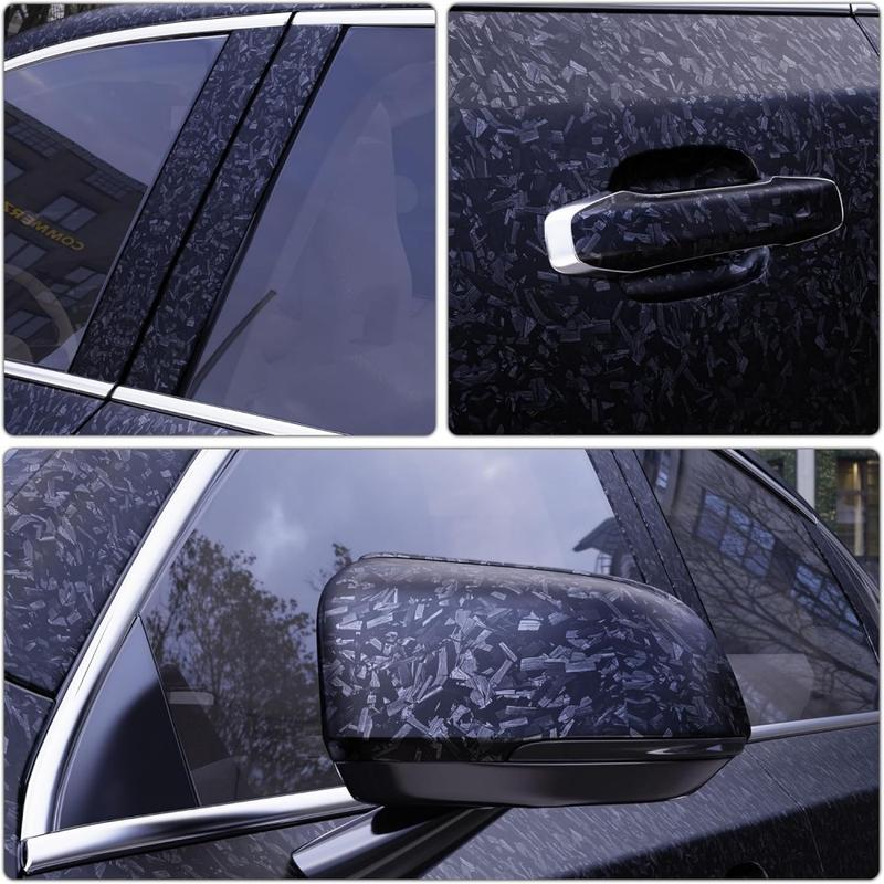 FONESO 3 IN 1 Car Body Sticker Kit 7D Matte Carbon Fibre, 60" x 12" Car Vinyl Film Wrap Protector Sticker with Knife Scraper Tool Set, 5FT Self-Adhesive Air Bubble Free Easy to Install, Universal For All Cars SUVs Sedan Coupe Truck Pickup Bike Motorcycle