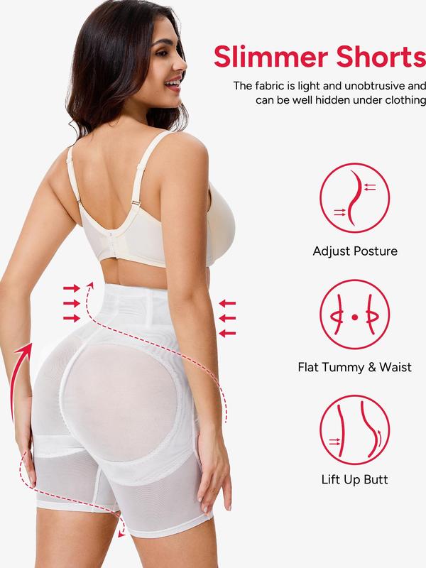 Women's Solid Sheer High Waist Shapewear Shorts, High Stretch Tummy Control Shaper, Ladies Shapewear Bottoms for Daily Wear