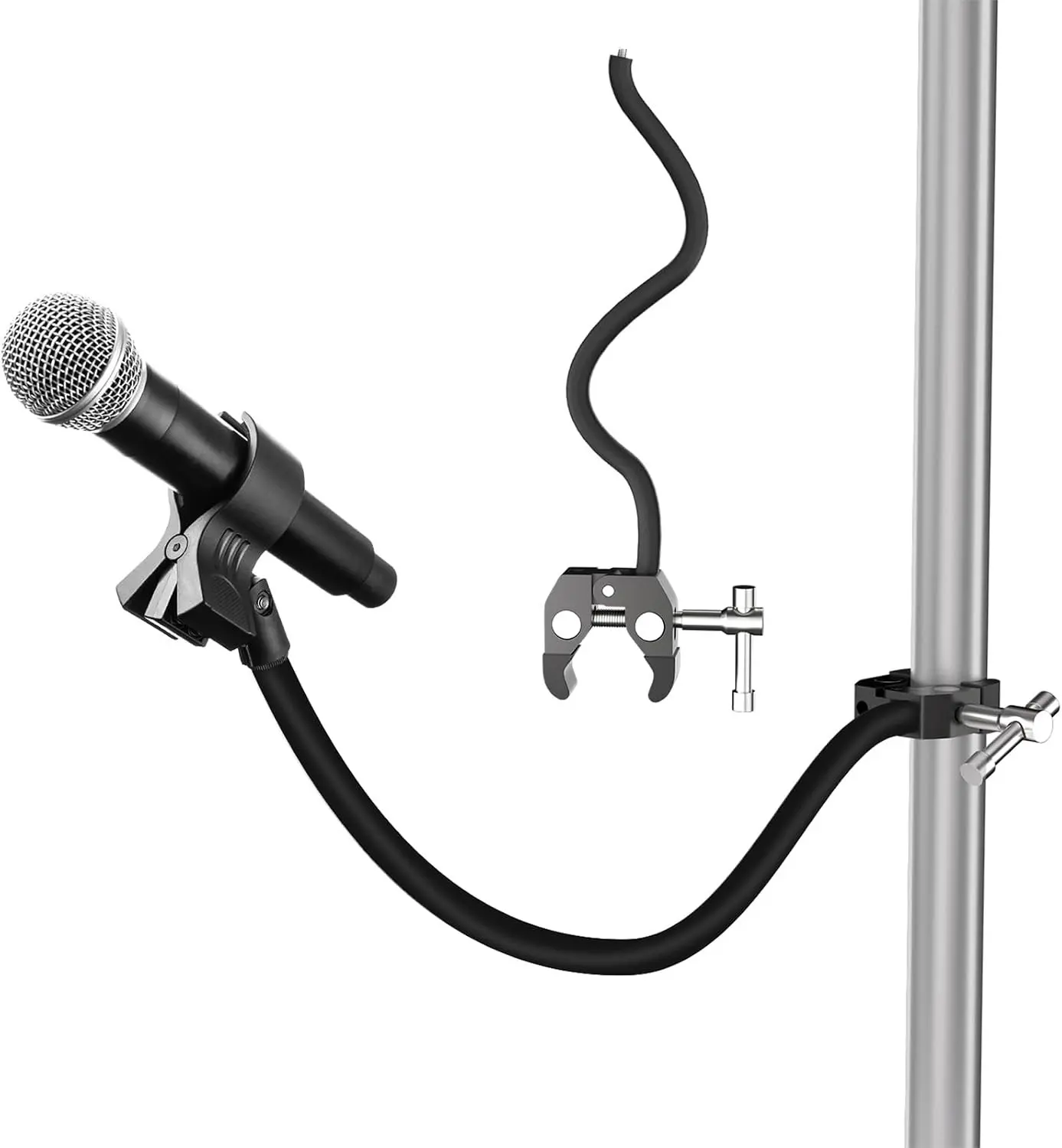 Mippko Gooseneck Microphone Stand,19.69" Flexible Adjustable Arm Super Crab Clamp Mic Clip 3/8"-16 to 5/8"-27 Adapter Mount,Compatible with Shure/Fifine / AT2020 / Pyle/Blue Snowball/Razer