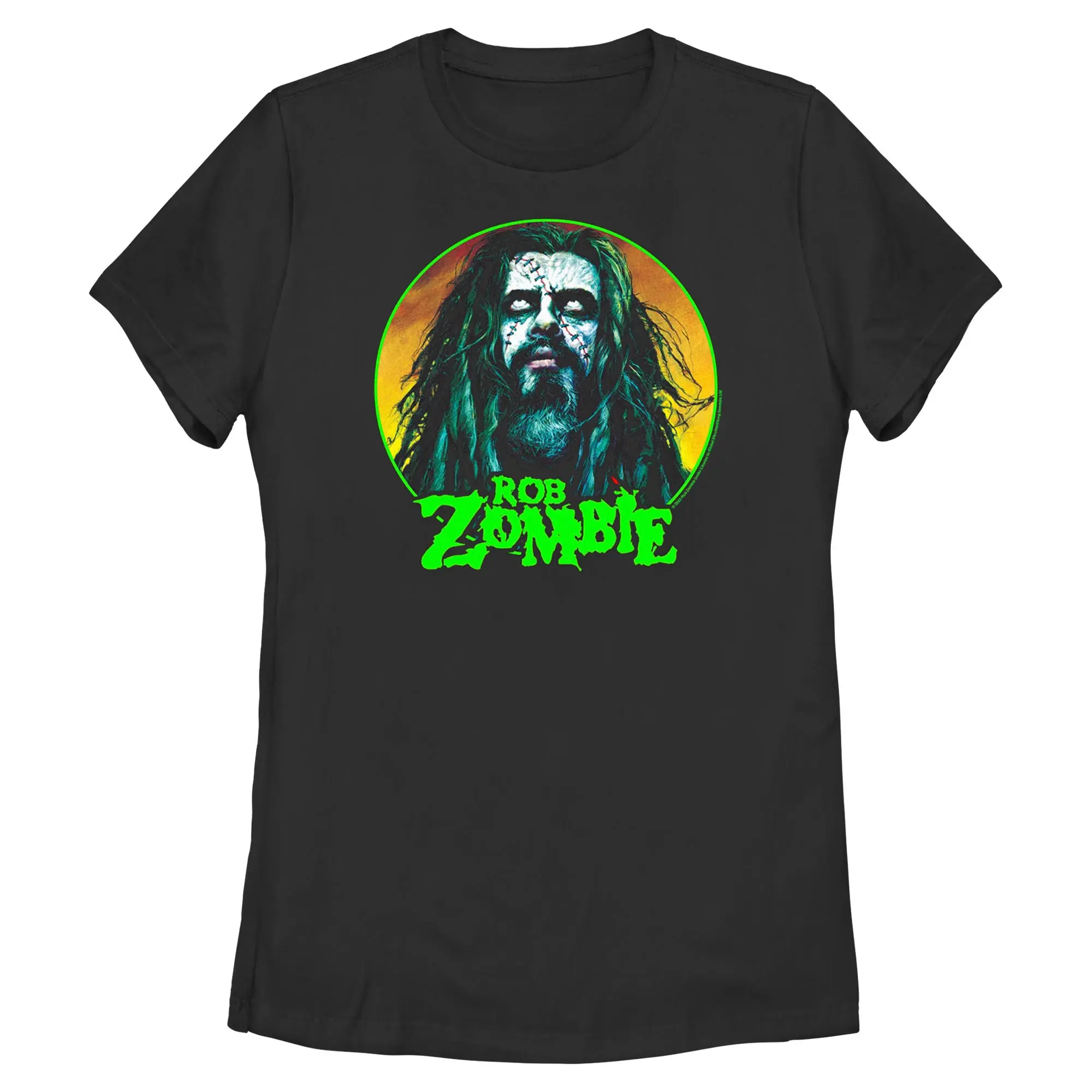 Women's Casual Short-Sleeve Fashion Streetwear T-Shirt with Rob Zombie Undead Face Logo