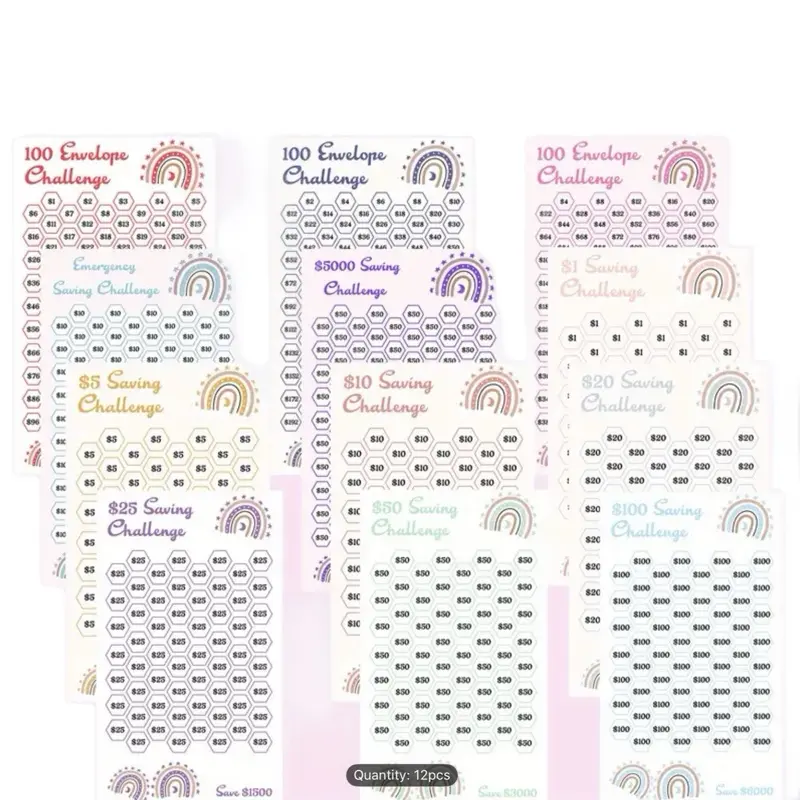 Stop Saying “I’ll Save Later” — 12-Pack Money Savings Challenge Cards | Cash Stuffing Budget System, 100 Envelope Challenge, Emergency Savings, Debt Payoff Tracker, Financial Planner Inserts | Easy + Fun Way To Save Money