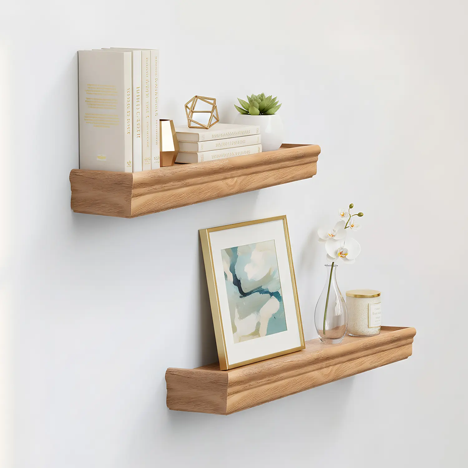 Spaco 17.9in Durable Maple Modern Floating Shelves - Invisible Brackets Home Supplies Wall Mount Accessories, Decoration for Vanity, Entryway Mirror Fit to Maximize Small Spaces & Blank Wall