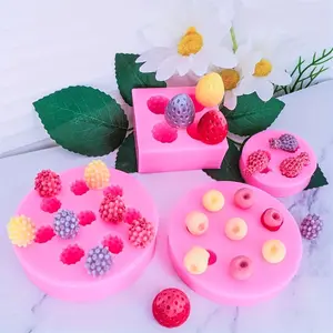 5pcs Fruit Shaped Fondant Molds, 3D Strawberry, Pineapple, Raspberry & Blueberry Silicone Molds for Cupcake Topper, Cake Decoration