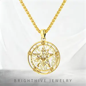 Brighthive Tetragrammaton Pentagram Necklace 925 Sterling Silver Amulet - Wiccan Pagan Witchcraft Protection Jewelry, Perfect Gift for Women, Men, Lover, Boyfriend, Girlfriend, Daughter, Son, Anniversary, Christmas, Halloween