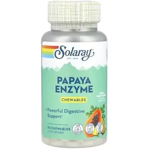 NEW!!! SOLARAY Papaya Enzyme Chewables for Digestive Support - Pineapple (90 Chewables)