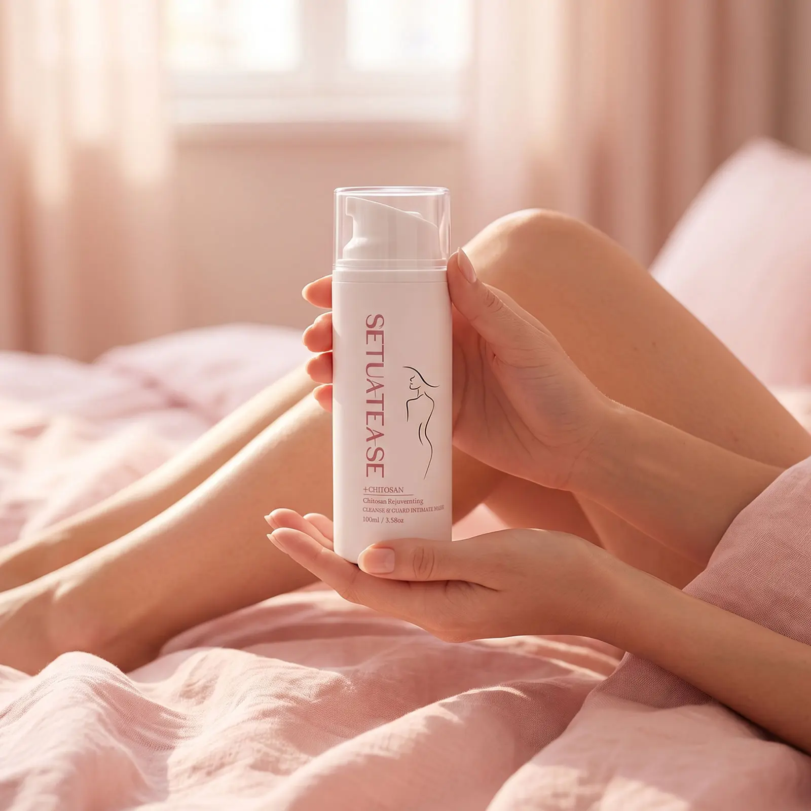 SETUATEASE pH 4.4 Rose Scented Feminine Wash - Chitosan Intimate Cleanser with Cleansing, Herbal, Antibacterial Properties for Fast Itch Relief, Clear Aura Daily Use