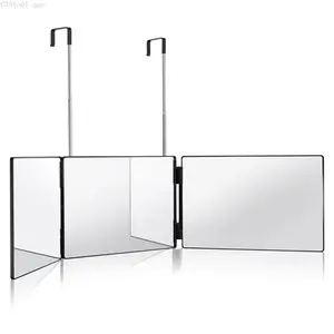 3 Way Mirror for Hair Cutting,360 Trifold Mirror with Height Adjustable Telescoping Hooks,and 5X Magnification Mirror,for Makeup, Hair StylingC38tool que