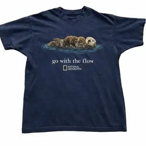 [Sale off up to 50%] Otter Go With The Flow Graphic T-Shirt Unisex Vintage Style Animal Lover Gift Cute Sea Otter Tee Nature Inspired Shirt