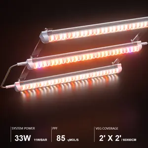 ALPHAGROW ABA ModuLight 33W LED Grow Light Kit, 3-Bar Full Spectrum with UVA IR Deep Red, Daisy Chainable High PPFD Lamp for Professional Cloning, Seedlings, Propagation, Microgreens, Supplemental Canopy Boosting for Grow Tents & Vertical Racks