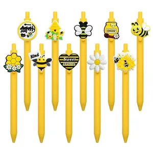 20/30 Pcs Creative Bee Series Ballpoint Pens, Honeycomb Pen, Retractable Pens for Students Writing & Exams, Smooth Writing, Durable Material, Refillable, Long-Lasting Use | Valentine's Day Gift | Back to School | Office & School Supplies, Ballpen Set