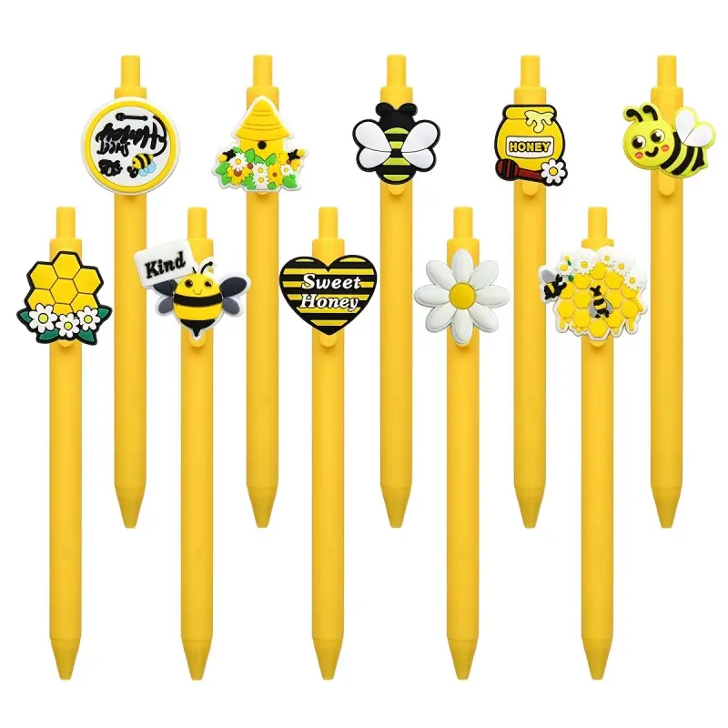 20/30 Pcs Creative Bee Series Ballpoint Pens, Honeycomb Pen, Retractable Pens for Students Writing & Exams, Smooth Writing, Durable Material, Refillable, Long-Lasting Use | Valentine's Day Gift | Back to School | Office & School Supplies, Ballpen Set