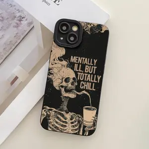 Halloween Skull Pattern Phone Case, Soft TPU Cellphone Protective Cases, Total Protective Shockproof Mobile Phone Cover Compatible with iPhone 12 13 14 15 16 Pro Max Plus, Cellphone Protector