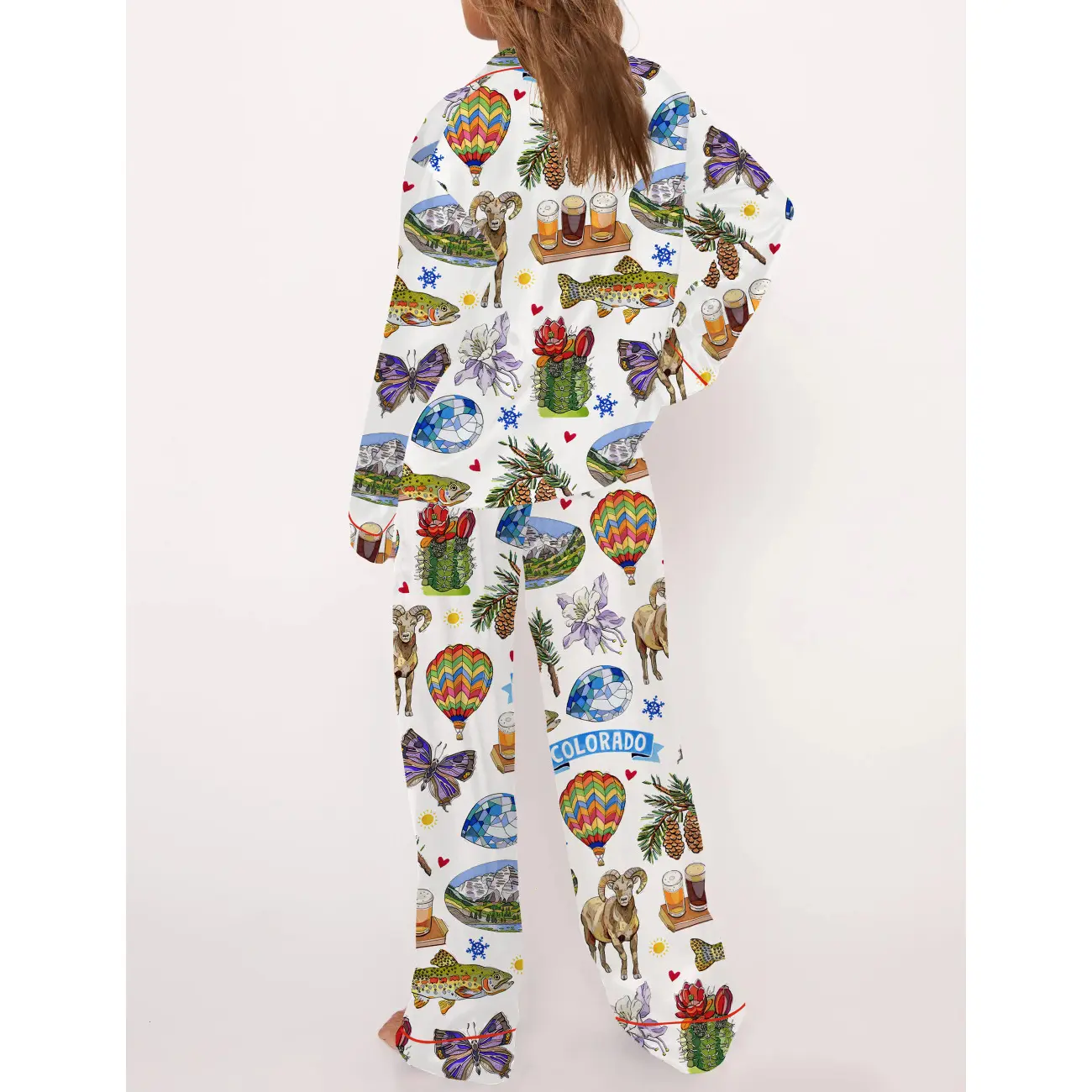 Colorado State Travel Cotton Pajama Set for Women - Adventurous and Cozy Sleepwear for Nature Lovers, Perfect for Mountain Getaway Planning, Outdoor Camping Nights, or Relaxed Scenic Mornings