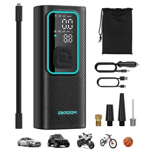 EBOSSOM Portable Tire Inflator, 150 PSI Cordless Air Compressor with Pressure Gauge, LED Display & Rechargeable Battery for Cars, Motorcycles, Bikes, Balls & More
