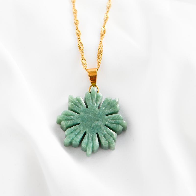 JADE MABUHAY SUN NECKLACE | 18K Gold Plated Premium Grade A Jade | Waterproof & Non Tarnish - Attracts prosperity and wealth