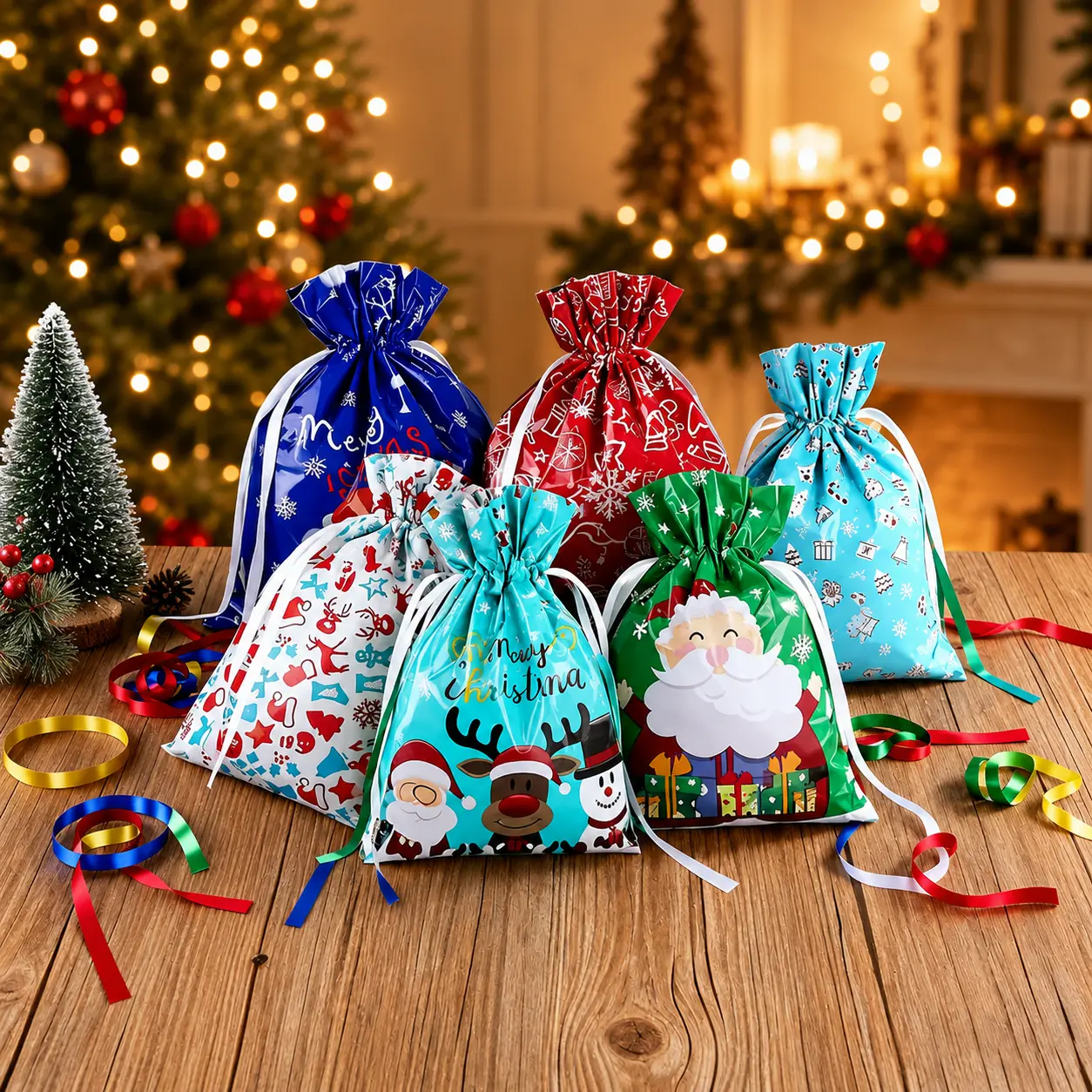 Kringle Express 55-Piece Festive Holiday Gift Bags & Tags Set