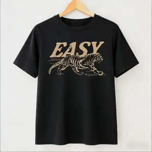 Vintage Easy Tiger T-Shirt Featuring Animal Graphic Tiger Design Unisex Boho Aesthetic Tee