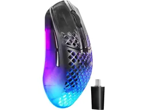 SteelSeries Aerox 3 Wireless Gen 2 - Super-Light 68g Gaming Mouse, 4K Polling, 26K DPI Optical Sensor, 200 Hour Battery, IP54 Water Resistant, 80m Click Durability, RGB, 100% PTFE Feet - Shadow