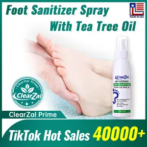 ClearZal Foot Sanitizer Spray with Tea Tree Oil, 4-Ounce Bottle ,Contains natural tea tree oil and aloe vera  Deodorization, antibacterial and odor removal