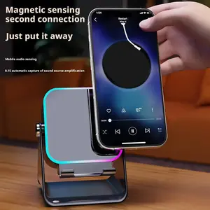 Multifunctional Bluetooth Speaker Magnetic Adjustable Desktop Tablet Bracket Support Portable Wireless Charger Phone Holder